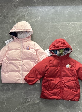 有吊牌80-120女童羽绒服冬季新款童装两面可穿保暖厚实羽绒红外套