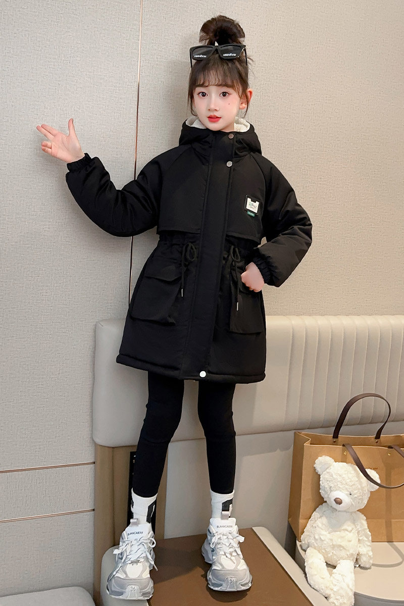女童外套冬装派克服2025新款中大儿童棉服女孩中长款加绒洋气风衣