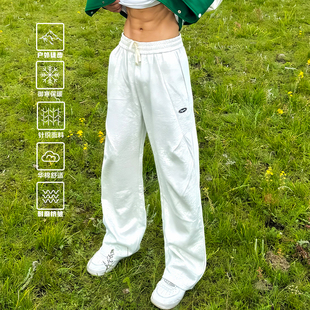 SATJDM国潮休闲运动微喇卫裤 秋冬 阔腿垂感宽松直筒百搭训练长裤
