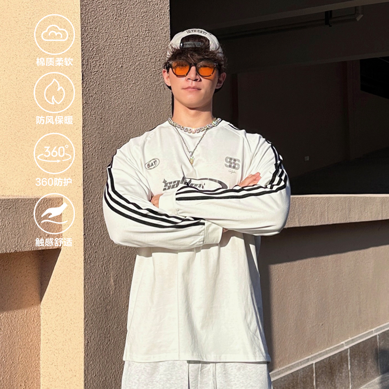 Satjdm三条杆重磅纯棉长袖