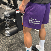 SATJDM国潮美式 吸汗健身夏季 四分复古运动短裤 网眼透气双层训练裤