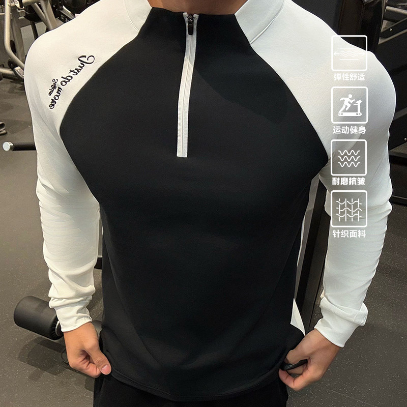 SATJDM运动长袖立领保暖刺绣半拉链T恤加厚重磅健身篮球训练秋冬,男装,T恤,淘宝优惠券,粉丝福利购,淘宝优惠卷