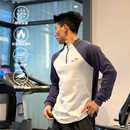 SATJDM美式撞色拼接德绒打底T恤保暖健身训练运动半拉链圆领长袖