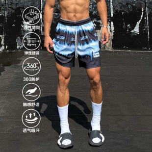 三分海浪系列篮球训练运动休闲健身国潮 四分裤 Satjdm原创短裤 美式