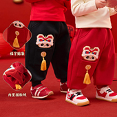 裤 年装 子拜年服儿童新年衣服男童女童唐装 婴幼儿长裤 童装 宝宝冬季