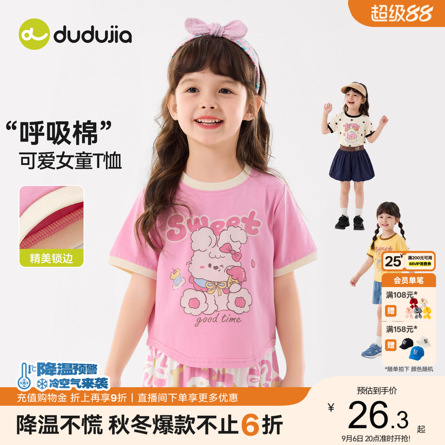 嘟嘟家女童短袖T恤女宝多巴胺衣服儿童夏季新款可爱上衣儿童童装图片
