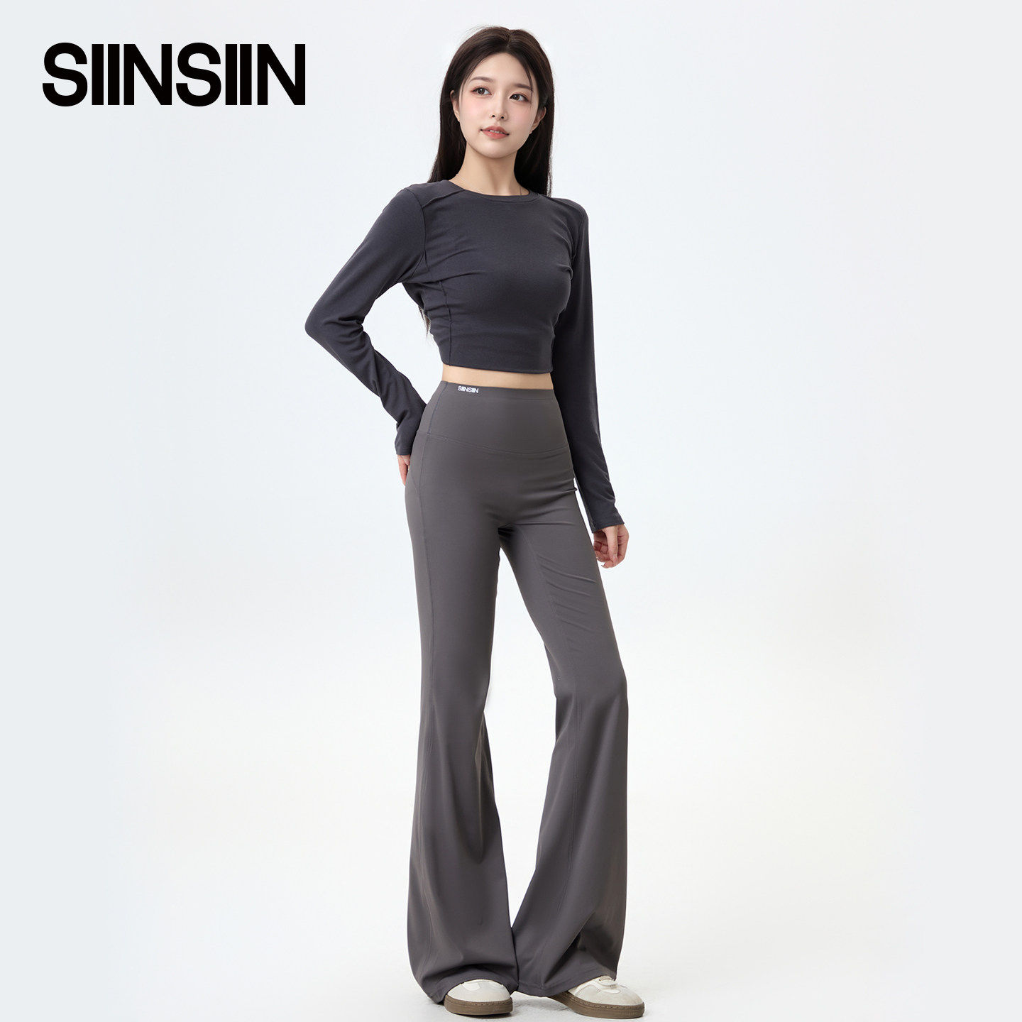 SIINSIIN微喇裤女秋季新款运动健美瑜伽裤外穿裤子打底鲨鱼喇叭裤