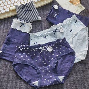 A类纯棉内裤女10A抗菌桑蚕丝裆中腰大码日系甜美少女学生三角裤头