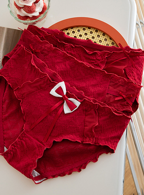 红色本命年内裤女纯棉5A抑菌档马年少女生全棉中腰舒适三角短裤头