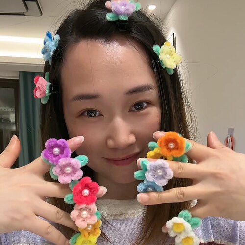 扭扭棒手工制作成品（发6个）珍珠花朵发夹卡子可爱礼物2025网红