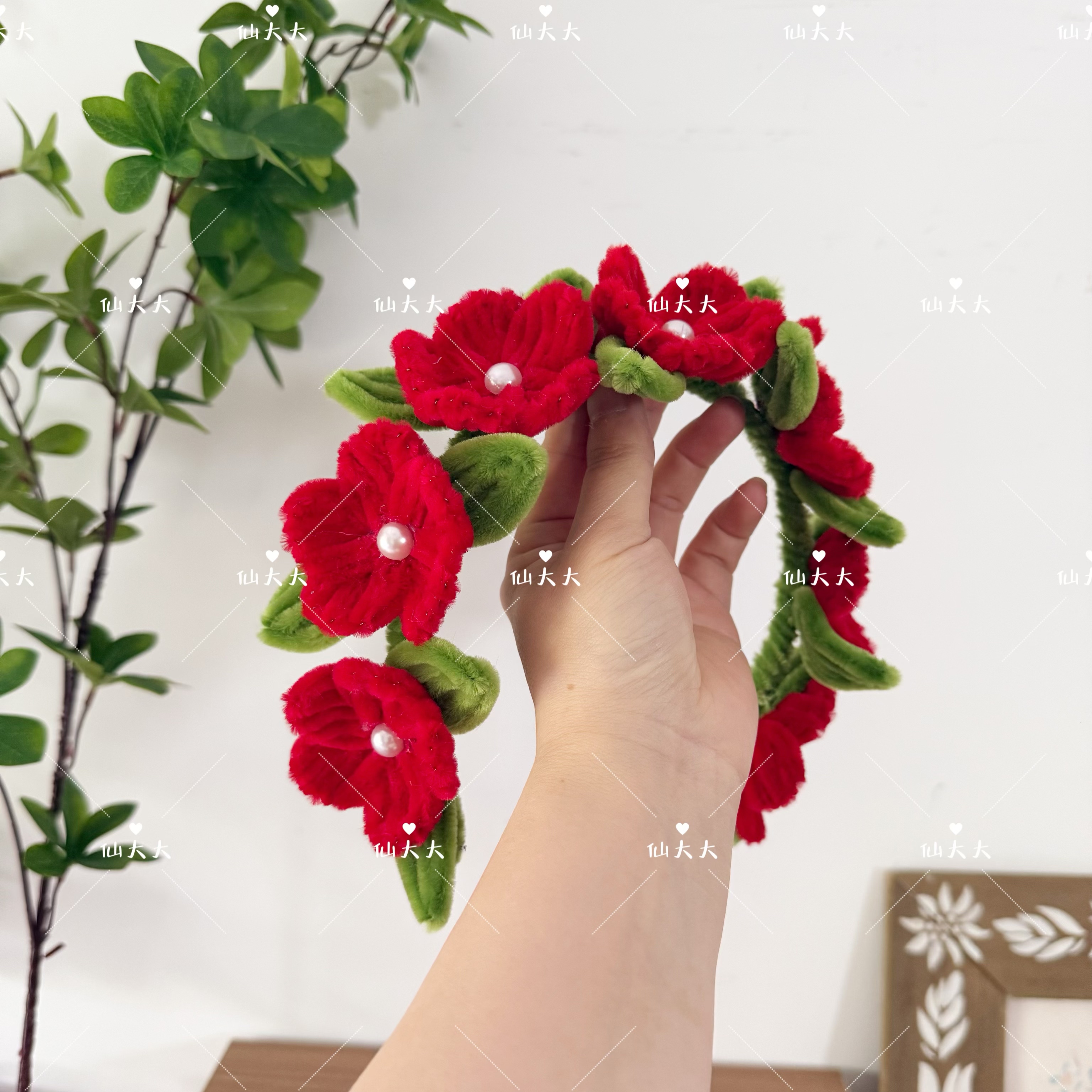 [成品]扭扭棒自制原创撞色精美别致花朵儿童发饰拍照花环发箍头饰