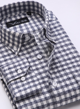 var2025春秋新款纯棉磨毛中年法兰绒衬衫男长袖爸爸装寸衫佤诺