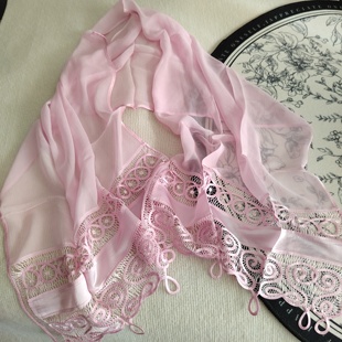 奢侈品手工工艺人工钩编真丝镂空桑蚕丝围巾丝巾披肩长方形长巾