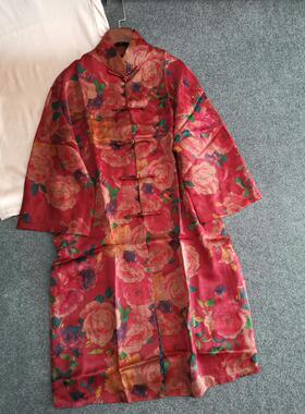惊艳香云纱里外真丝桑蚕丝中式盘扣女装宽松款显瘦加厚长袖风衣