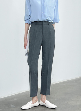 高级感九分西装裤女夏高腰直筒裤职业正装裤休闲西裤垂感烟管裤子