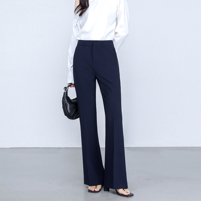 春夏高腰垂感显瘦通勤微喇长裤女