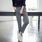 裤 女夏垂感高腰直筒裤 休闲烟管裤 春秋冬小脚九分西装 灰色职业西裤