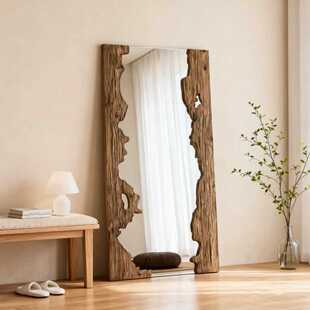 侘寂复古实木全身镜落地穿衣镜创意家用服装 饰镜子 婚纱酒店民宿装