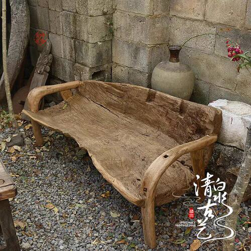清泉古艺诧寂风原木户外长条凳