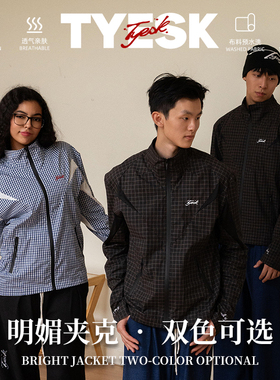 TYESK炽燥【明媚】秋季纯棉立领拉链复古格拼接运动日常夹克外套