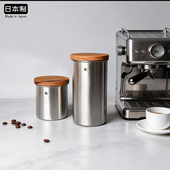 日本GSP进口不锈钢密封罐储物罐存咖啡豆保存罐粉罐量豆勺茶叶罐