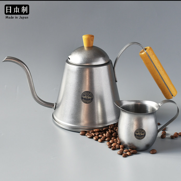 日本进口青芳制作所不锈钢复古意式咖啡杯手冲滴咖啡细口壶烧水壶