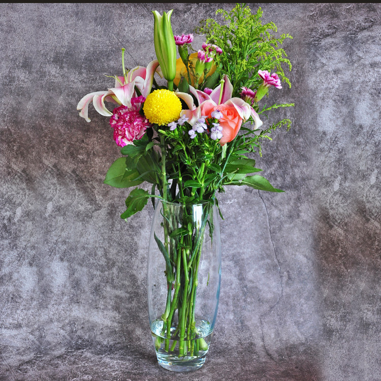 欧洲进口帕莎透明桌面富贵竹水培插花现代欧式简约玻璃花瓶摆件