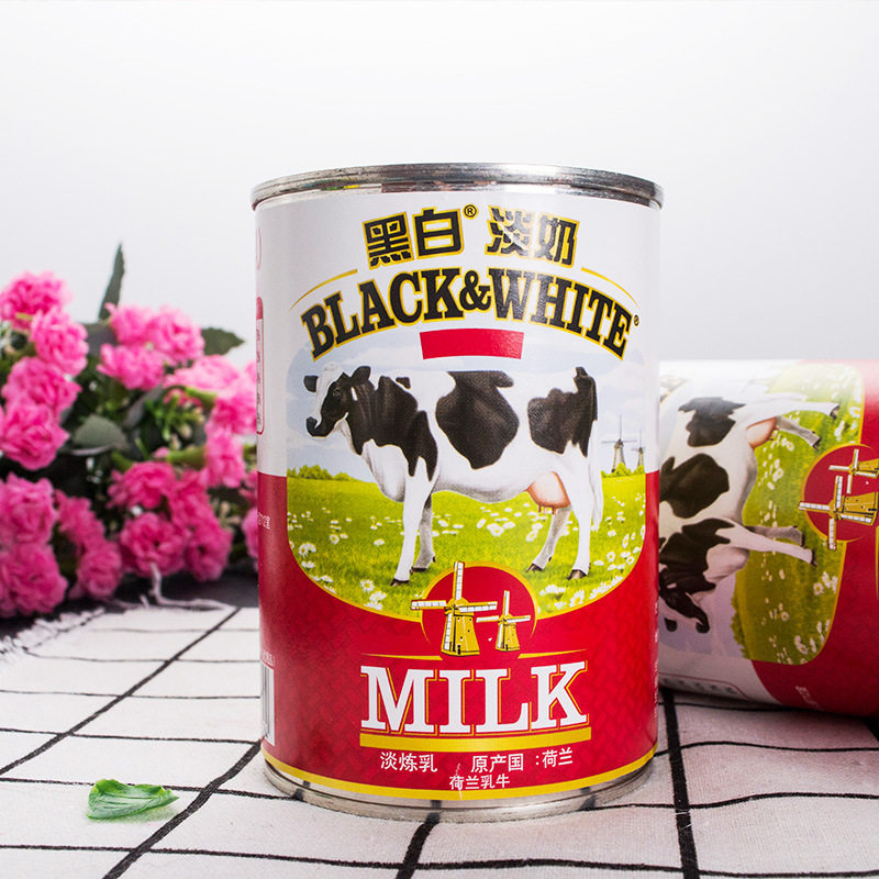 evaporated milk 荷兰进口黑白全脂淡奶炼乳奶茶咖啡烘焙原料400g