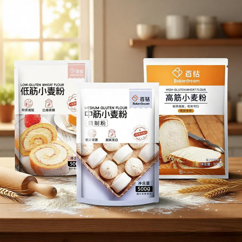 安琪百钻高中低筋小麦粉烘焙粉面粉面包饼干包子蛋糕面点制作500g