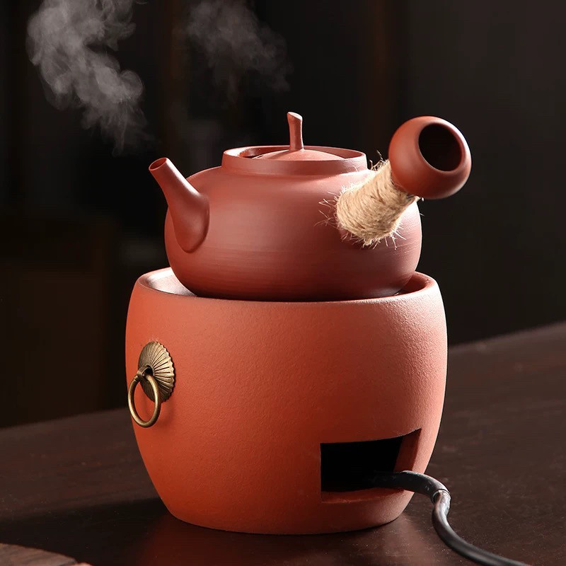 围炉煮茶套装炭炉电陶炉电碳两用家用室内红泥炭炉沙铫壶煮茶器具