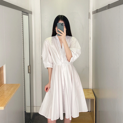 简约开衫连衣裙通勤纯棉