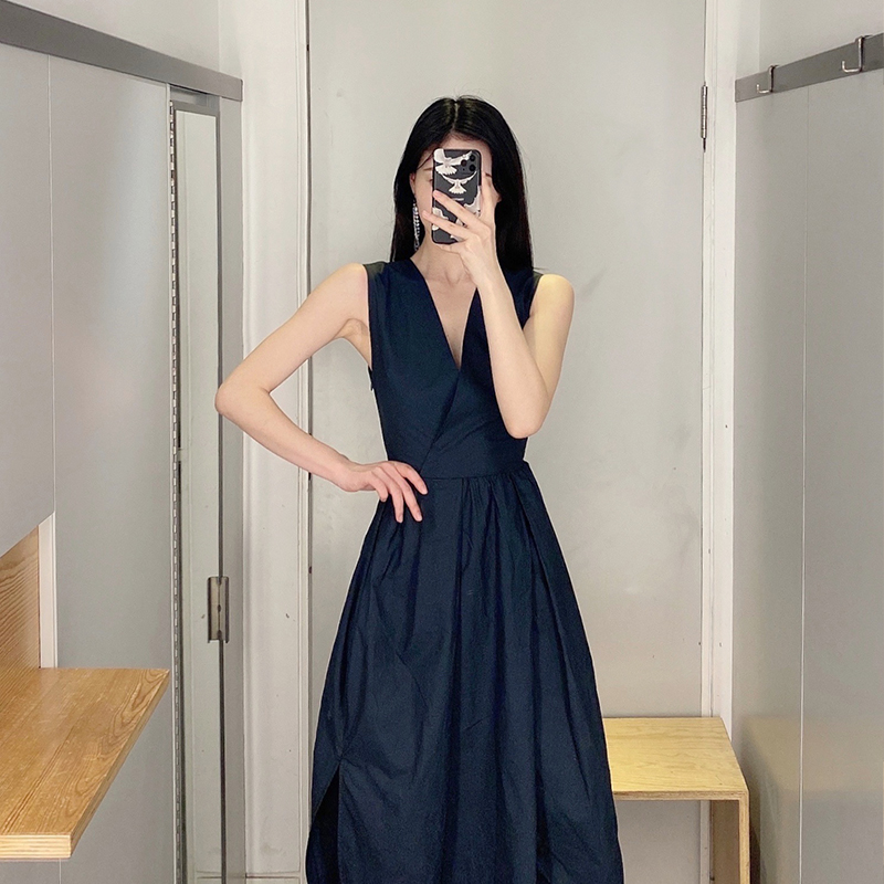 高腰露背无袖通勤棉质