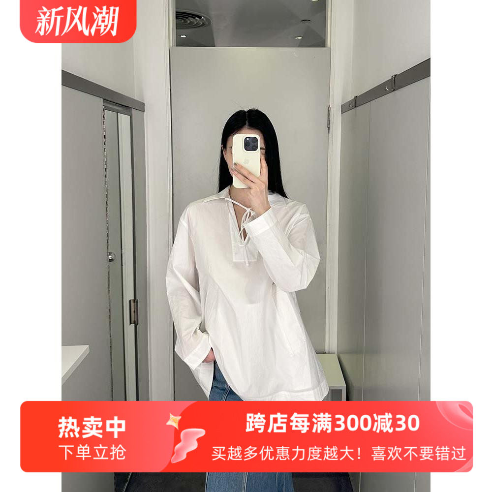 cddily休闲通勤套头长袖系带衬衫