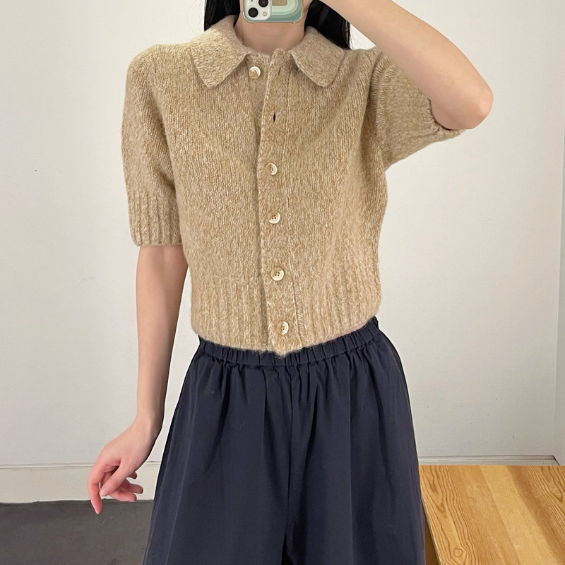 单排扣针织极简通勤风polo翻领