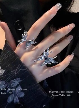 液态蝴蝶戒指女ins潮小众设计高级感冷淡风个性开口可调节食指戒