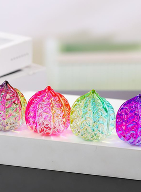 水晶核桃琉璃文玩手把件盘玩绕指手指锻炼球炫彩高颜值装饰摆件