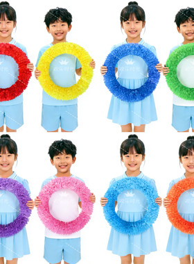 学校幼儿运动会开幕式舞蹈体早操器械操舞蹈纯彩色硬圈花环道具