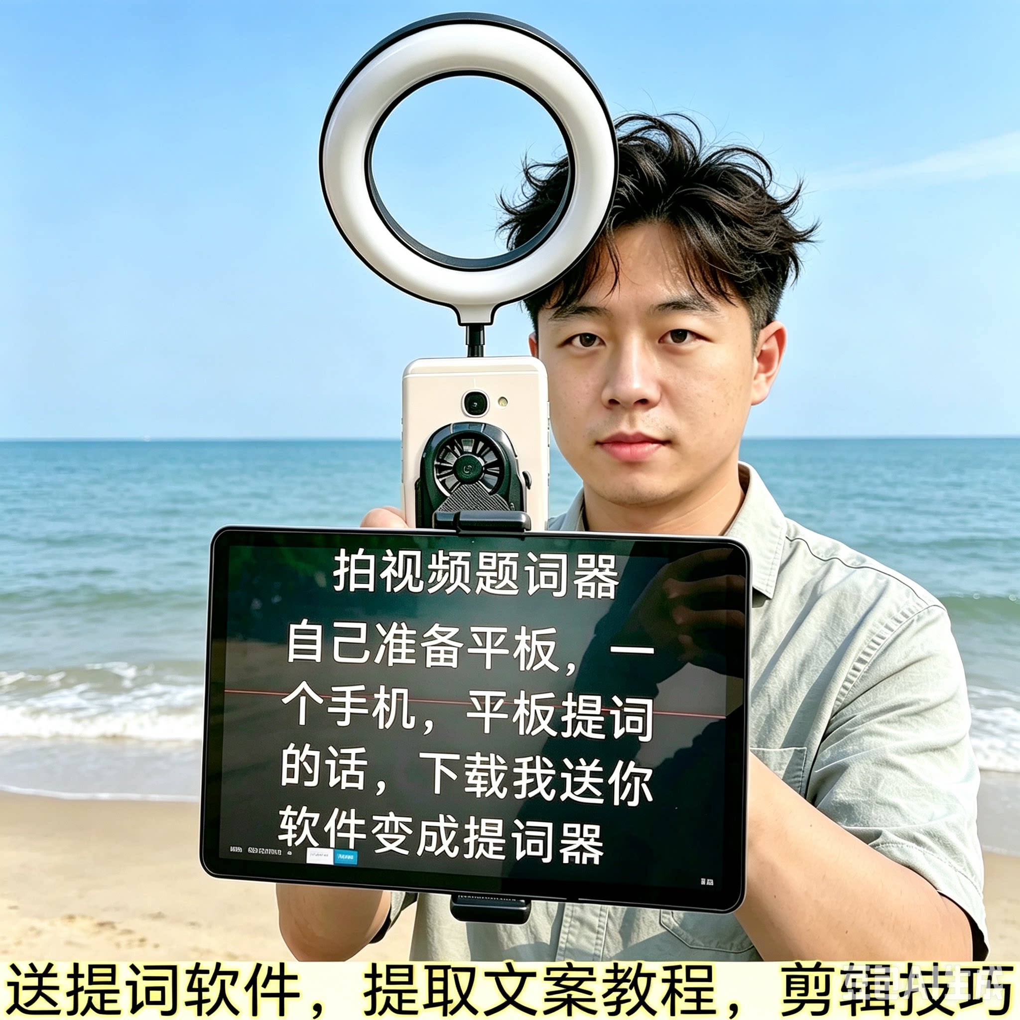 平板电脑提词器手持户外录课直播题词支架防忘词口播读稿器带散热