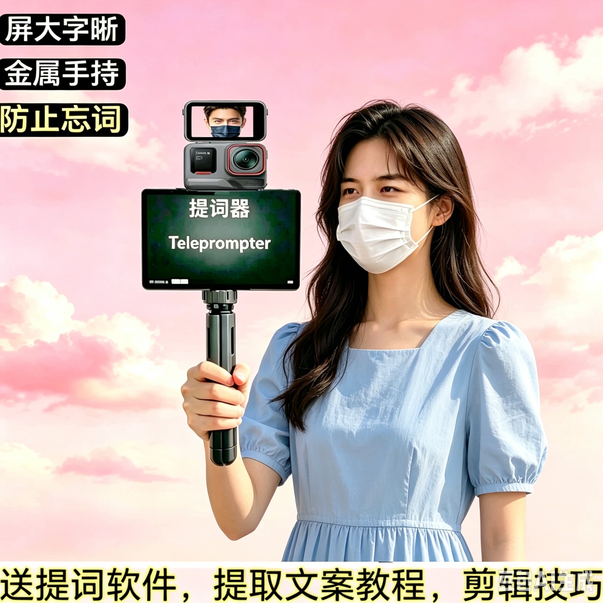 折叠屏提词器适用影石Ace Pro2口播手持录课拍摄户外念稿架防忘词