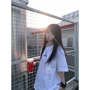 T恤女上衣新款 重磅230克双纱纯棉精梳紧密小英文印花短袖 推荐