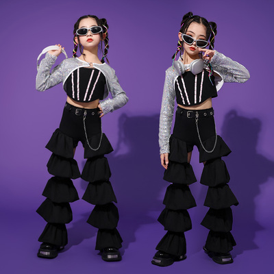 女孩潮酷爵士舞演出服少儿模特舞台走秀摄影套装女团jazz亮片服装