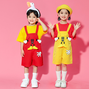 六一演出服幼儿园卡通背带短裤 酷班服小学生大合唱毕业照表演服装