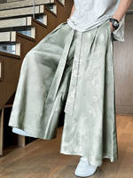 Spring and summer men's Hanfu trousers, ice silk jacquard dragon pattern casual wide-leg pants, retro Chinese style loose wide-leg pants thumbnail 6