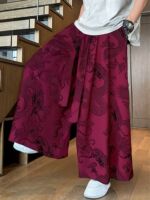 Spring and summer men's Hanfu trousers, ice silk jacquard dragon pattern casual wide-leg pants, retro Chinese style loose wide-leg pants thumbnail 5