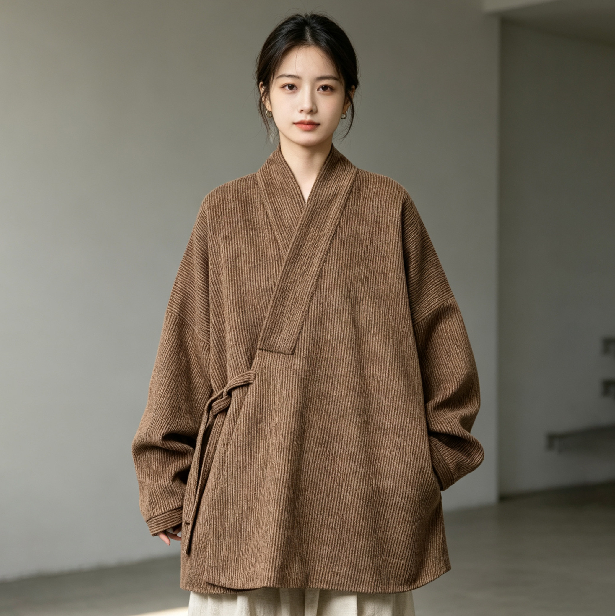 新中式复古冬季交领汉服道袍