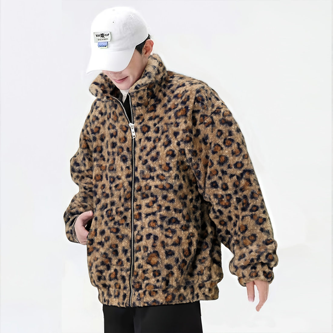 潮流棉服男款秋冬季欧美大码保暖加厚豹纹圈圈绒复古外套棉衣棉袄