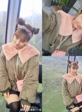 可爱日系少女皮草军绿外套棉服