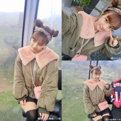 可爱日系少女皮草军绿外套棉服