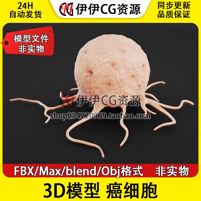 3D模型FBX医学模型癌细胞肿瘤细胞肿瘤细胞病毒PBR细胞核3Dmax