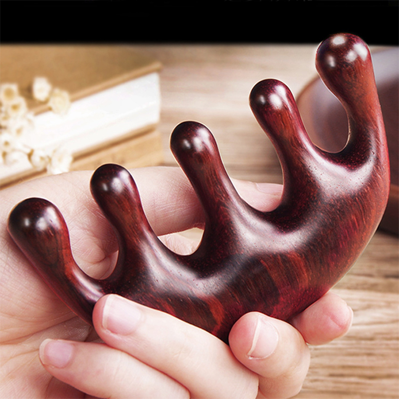 檀木梳子女檀木大圆齿经络梳